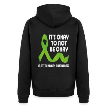It's Okay To Not Be Okay Mental Health Awareness - Unisex Premium Organic Zip Hoodie - black - Back - Nico (187cm)