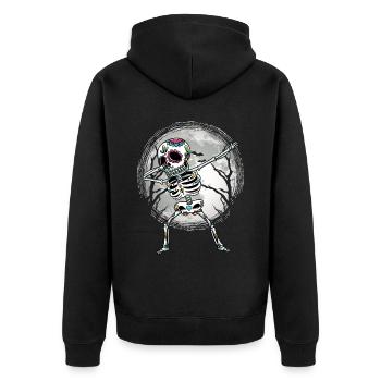 Dabbing Sugar Skull Skeleton Dia De Los Muertos - Unisex Premium Organic Zip Hoodie - black - Back - Nico (187cm)