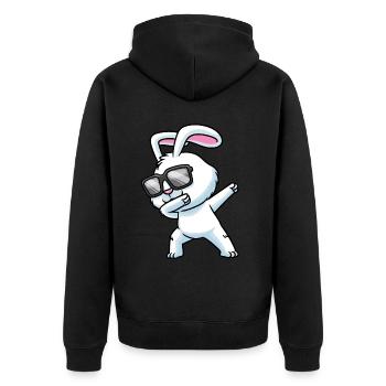 Dabbing Rabbit With Sunglasses Rabbit - Unisex Premium Organic Zip Hoodie - black - Back - Nico (187cm)