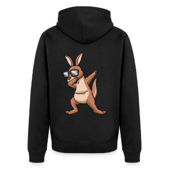 Tamponner le kangourou avec des lunettes de soleil - Veste à capuche bio Premium Unisexe - noir - Dos - Nico (187cm)