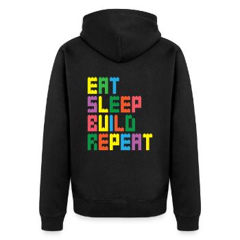 Kinder Bausteine Ziegel Spielzeug Klemmbausteine - Unisex Premium Bio Zip Hoodie - Schwarz - Hinten - Nico (187cm)