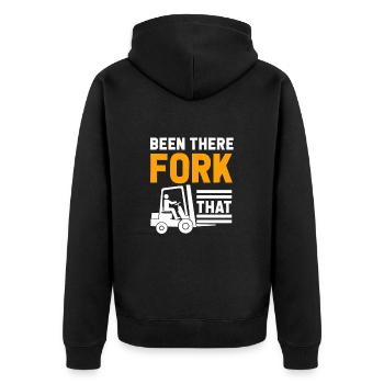Staplerfahrer Gabelstabler Fahrer Lager Lagerist - Unisex Premium Bio Zip Hoodie - Schwarz - Hinten - Nico (187cm)
