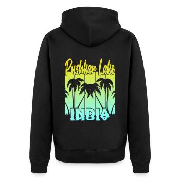 Pushkar Lake India Sonnenuntergang - Unisex Premium Bio Zip Hoodie - Schwarz - Hinten - Nico (187cm)