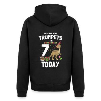 Parasaurolophus for dinosaurs and fosil hunters - Unisex Premium Organic Zip Hoodie - black - Back - Nico (187cm)