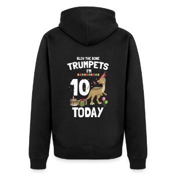 Parasaurolophus for dinosaurs and fosil hunters - Unisex Premium Organic Zip Hoodie - black - Back - Nico (187cm)