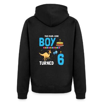 Parasaurolophus Kids Design Dinosaurs - Unisex Premium Organic Zip Hoodie - black - Back - Nico (187cm)