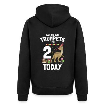 Dinosaurier Motif für Paläontologen - Unisex Premium Bio Zip Hoodie - Schwarz - Hinten - Nico (187cm)