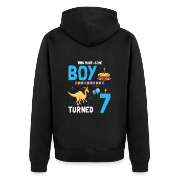 Parasaurolophus Boys Design Birthday Party - Unisex Premium Organic Zip Hoodie - black - Back - Nico (187cm)