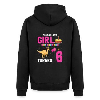 Parasaurolophus design dinosaur birthday - Unisex Premium Organic Zip Hoodie - black - Back - Nico (187cm)