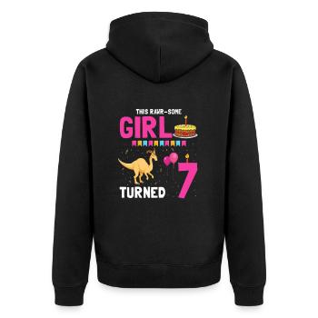 Parasaurolophus Girls Design Birthday Party - Unisex Premium Organic Zip Hoodie - black - Back - Nico (187cm)
