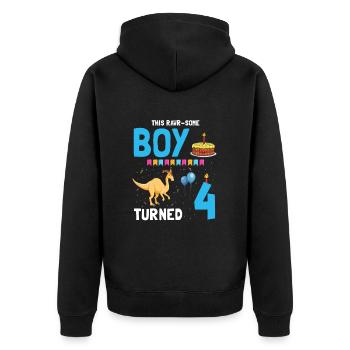 Parasaurolophus Kids Design Dinosaurs - Unisex Premium Organic Zip Hoodie - black - Back - Nico (187cm)