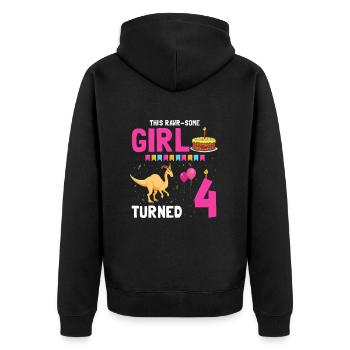 Parasaurolophus Design Dinosaur Birthday - Unisex Premium Organic Zip Hoodie - black - Back - Nico (187cm)