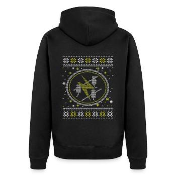 Ugly Elektriker Motiv Weihnachtszeit Heilig Abend - Unisex Premium Bio Zip Hoodie - Schwarz - Hinten - Nico (187cm)