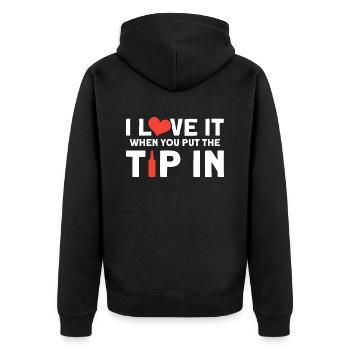 Barkeeper Geschenk Mixologist Spruch Bar - Unisex Premium Bio Zip Hoodie - Schwarz - Hinten - Nico (187cm)