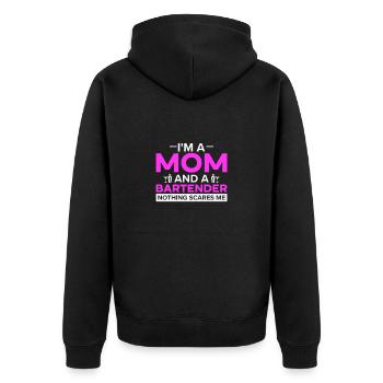 Barkeeper Geschenk Mixologist Spruch Bar - Unisex Premium Bio Zip Hoodie - Schwarz - Hinten - Nico (187cm)