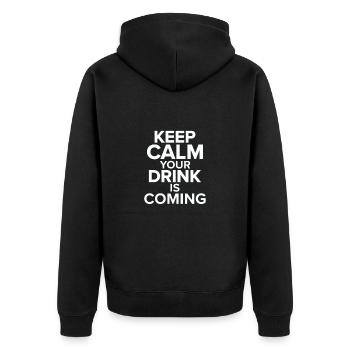 Barkeeper Geschenk Mixologist Spruch Bar - Unisex Premium Bio Zip Hoodie - Schwarz - Hinten - Nico (187cm)
