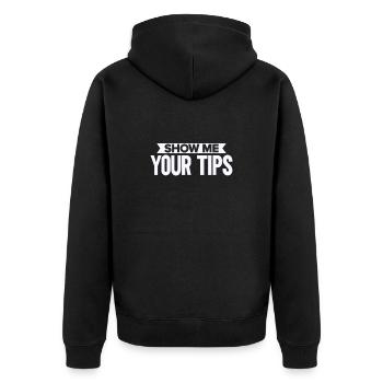 Barkeeper Geschenk Mixologist Spruch Bar - Unisex Premium Bio Zip Hoodie - Schwarz - Hinten - Nico (187cm)