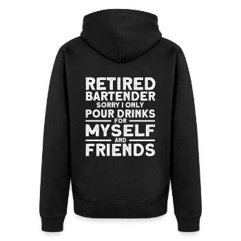 Barkeeper Geschenk Mixologist Spruch Bar - Unisex Premium Bio Zip Hoodie - Schwarz - Hinten - Nico (187cm)