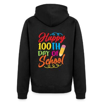 Happy 100 School Day Sweet 100 Days Team - Unisex Premium Organic Zip Hoodie - black - Back - Nico (187cm)