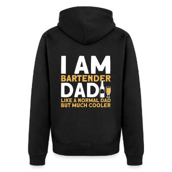 Barkeeper Geschenk Mixologist Spruch Bar - Unisex Premium Bio Zip Hoodie - Schwarz - Hinten - Nico (187cm)