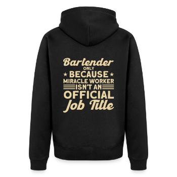 Barkeeper Geschenk Mixologist Spruch Bar - Unisex Premium Bio Zip Hoodie - Schwarz - Hinten - Nico (187cm)