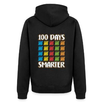 100 Tage Schlauer Lustig Sprüche Süß Team - Unisex Premium Bio Zip Hoodie - Schwarz - Hinten - Nico (187cm)