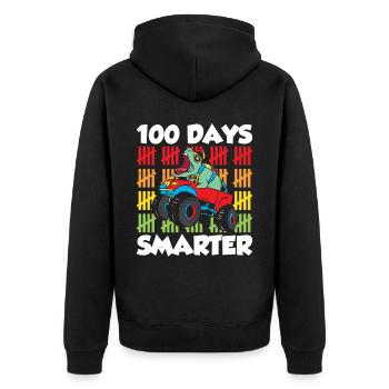 100 Tage Schlauer Lustig Team Süß Sprüche - Unisex Premium Bio Zip Hoodie - Schwarz - Hinten - Nico (187cm)