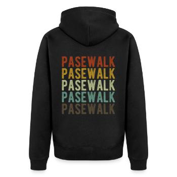 Pasewalk Stadt Retro Vintage - Unisex Premium Bio Zip Hoodie - Schwarz - Hinten - Nico (187cm)