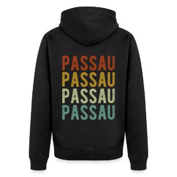 Passau Stadt Retro Vintage - Unisex Premium Bio Zip Hoodie - Schwarz - Hinten - Nico (187cm)