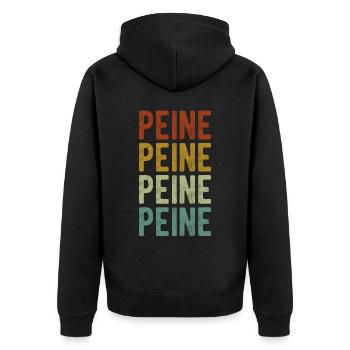 Peine City Retro Vintage - Unisex Premium Organic Zip Hoodie - black - Back - Nico (187cm)