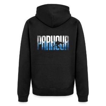 Parkour Free Running Traceur - Unisex Premium Organic Zip Hoodie - black - Back - Nico (187cm)