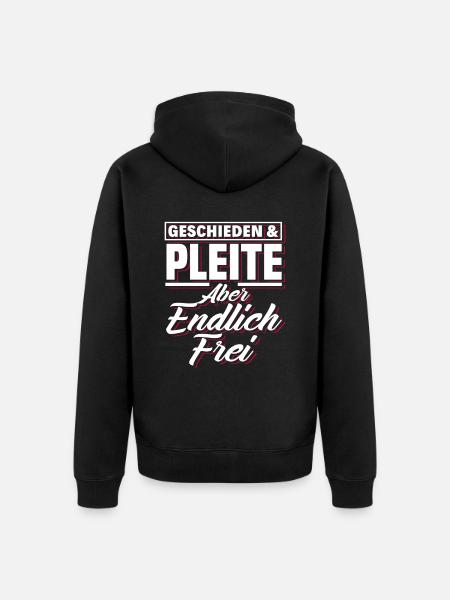 Geschieden Pleite Frei - Unisex Premium Bio Zip Hoodie - Schwarz