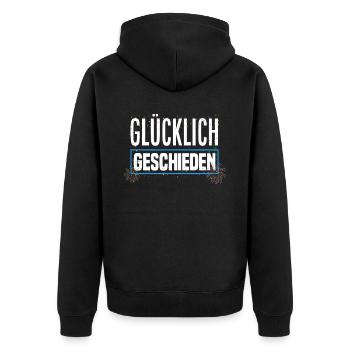 Glücklich Geschieden - Unisex Premium Bio Zip Hoodie - Schwarz - Hinten - Nico (187cm)