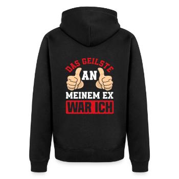 Das Geilste An Meinem Ex War Ich Scheidung Exmann - Unisex Premium Bio Zip Hoodie - Schwarz - Hinten - Nico (187cm)