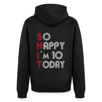 10 Geburtstag - Unisex Premium Bio Zip Hoodie - Schwarz - Hinten - Nico (187cm)
