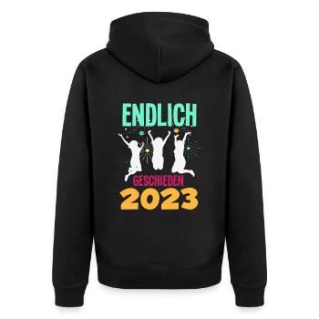 Endlich Geschieden 2023 Scheidungsparty - Unisex Premium Bio Zip Hoodie - Schwarz - Hinten - Nico (187cm)