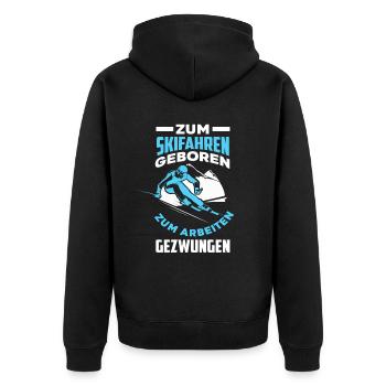 Skifahren Geboren Skifahrer Winterurlaub Skiurlaub - Unisex Premium Bio Zip Hoodie - Schwarz - Hinten - Nico (187cm)