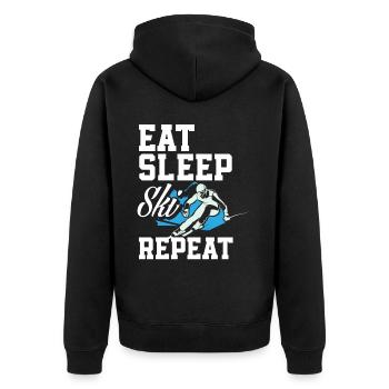 Ski - Unisex Premium Bio Zip Hoodie - Schwarz - Hinten - Nico (187cm)