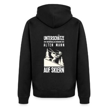Ski Alter Mann Opa Geschenk - Unisex Premium Bio Zip Hoodie - Schwarz - Hinten - Nico (187cm)