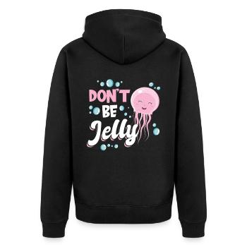 Don't Be Jelly - Qualle - Unisex Premium Bio Zip Hoodie - Schwarz - Hinten - Nico (187cm)
