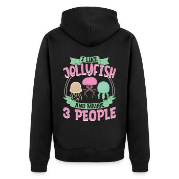 J’aime les méduses et peut-être 3 personnes - Veste à capuche bio Premium Unisexe - noir - Dos - Nico (187cm)