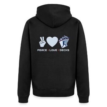 Peace Love Decks - Trading Card - Unisex Premium Organic Zip Hoodie - black - Back - Nico (187cm)