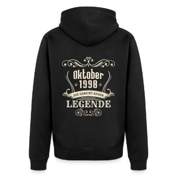 Oktober 1998 - Die Geburt einer Legende - Unisex Premium Bio Zip Hoodie - Schwarz - Hinten - Nico (187cm)