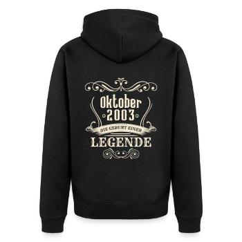 Oktober 2003 - Die Geburt einer Legende - Unisex Premium Bio Zip Hoodie - Schwarz - Hinten - Nico (187cm)