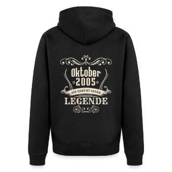 Oktober 2005 - Die Geburt einer Legende - Unisex Premium Bio Zip Hoodie - Schwarz - Hinten - Nico (187cm)