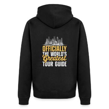 Offiziell der beste Reiseführer der Welt - Unisex Premium Bio Zip Hoodie - Schwarz - Hinten - Nico (187cm)