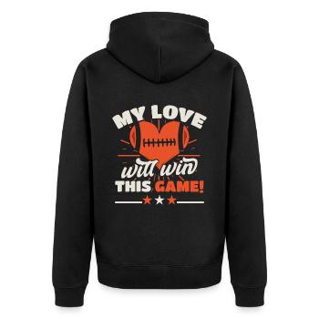 Herzballspiel Mannschaftssportler - Unisex Premium Bio Zip Hoodie - Schwarz - Hinten - Nico (187cm)