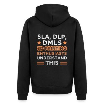 Graphic Nerd Print Tech Machine - Unisex Premium Organic Zip Hoodie - black - Back - Nico (187cm)