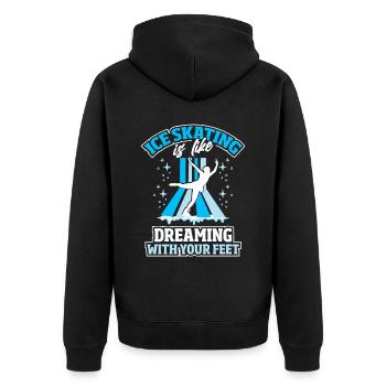 Wintersport Schlittschuhlaufen - Unisex Premium Bio Zip Hoodie - Schwarz - Hinten - Nico (187cm)