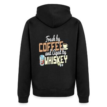 Frais par le café et vieilli par le café au whisky et - Veste à capuche bio Premium Unisexe - noir - Dos - Nico (187cm)